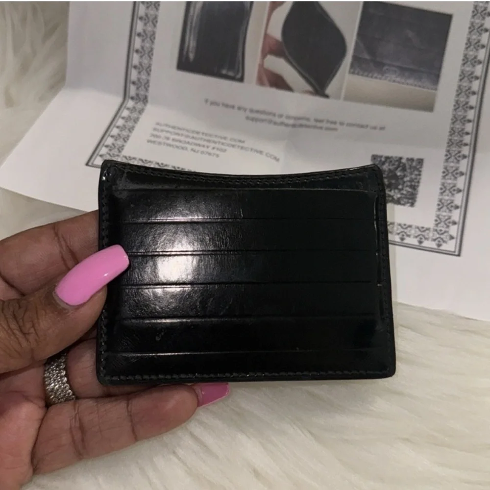 Christian Dior Black Patent Leather Card Holder W/COA